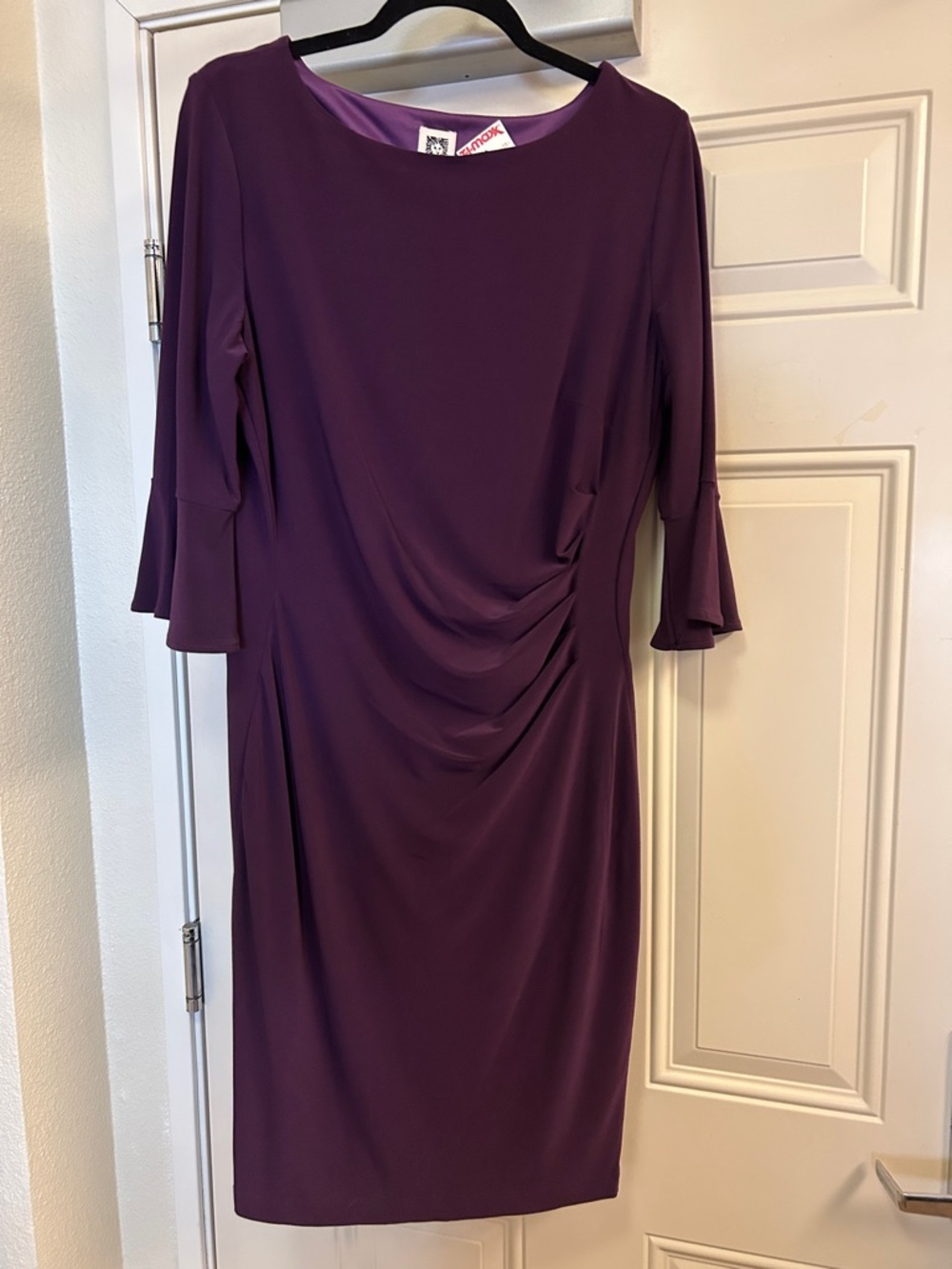 NWT - Beautiful Anne Klein Plum Ruched Sheath Dress Size 14